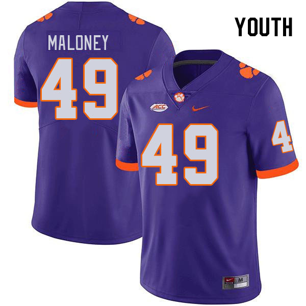 Youth Clemson Tigers Matthew Maloney #49 College Purple NCAA Authentic Football Stitched Jersey 23LT30PM